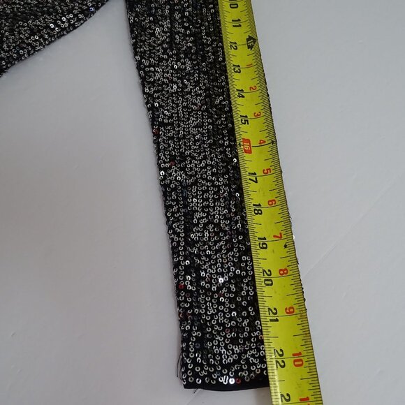 Lush Sequin Long Sleeve Crop Top Women Size XS V-Neck Surplice Black Glam Party - Picture 9 of 11